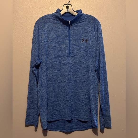 Under Armour Other - Men’s Under Armour Blue and White Heathered Half Zip Pullover